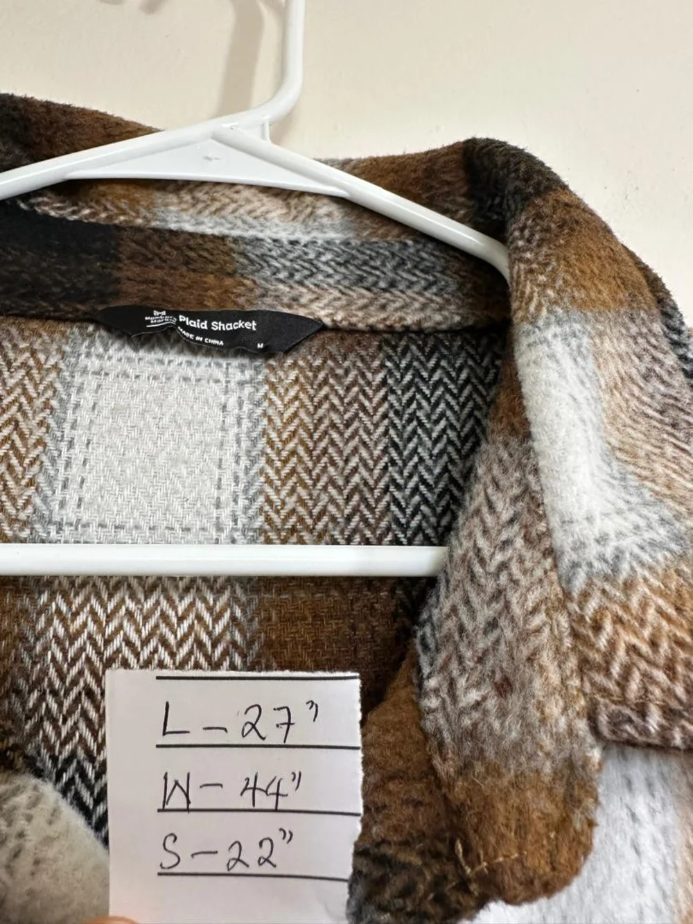 Men's Plaid Lightweight Shirt Jacket in Brown & Cream • Size M